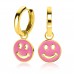 ZINZI zilveren oorbedels ronde smiley oorbedels, bezet met trendy roze emaille verguld 15mm ZICH2312R - 618931