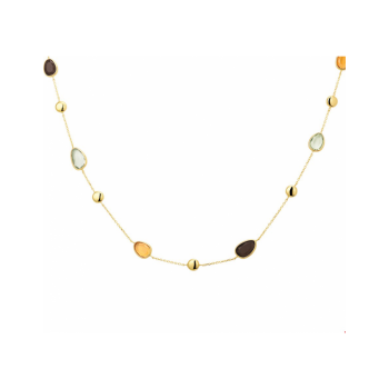 14krt gouden collier rookkwarts, citrien en amethist 42 - 45 - 48 cm - 619748