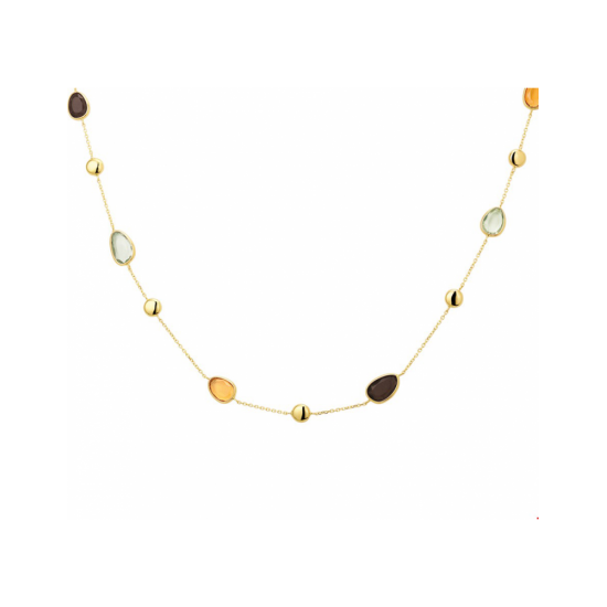 14krt gouden collier rookkwarts, citrien en amethist 42 - 45 - 48 cm - 619748