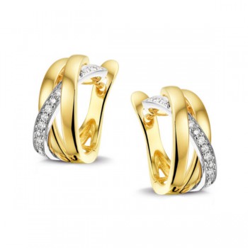 14krt gouden creolen crossover met diamant 24-0.12crt H SI - 618957