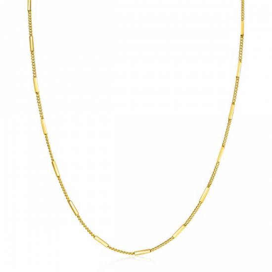 ZINZI zilveren collier gourmet dun met staafjes verguld ZIC2366G - 618976