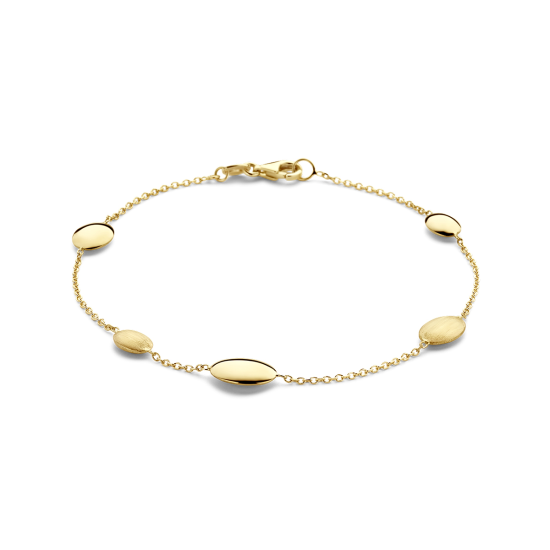 14krt gouden armband poli/mat 19cm (S012) - 619058