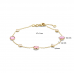 14krt gouden armband roze robijn en roze opaal 17-19cm (S581) - 619066