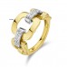 14krt bicolor gouden ring schakel met diamant 0.11ct H SI (S965) - 619081