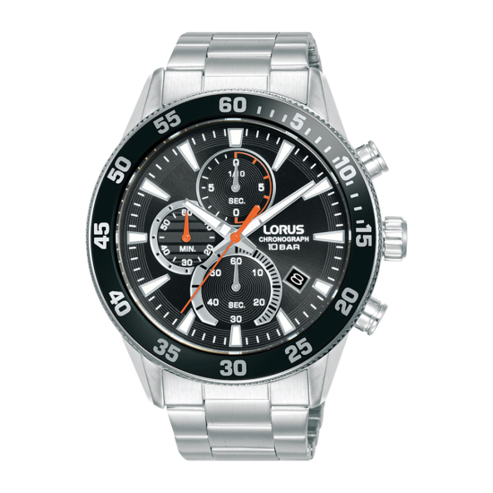 Lorus herenhorloge chrono zwart/oranje 100mtr RM321JX9 - 619128