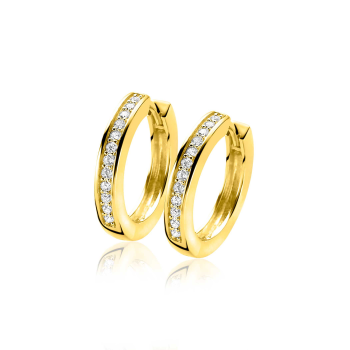 ZINZI zilveren klapcreolen 20x3mm zirkonia verguld ZIO190Y - 619171