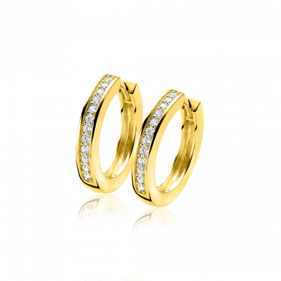 ZINZI zilveren klapcreolen 20x3mm zirkonia verguld ZIO190Y - 619171
