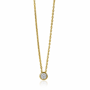 ZINZI zilveren collier met ronde zirkonia glad gezet 42cm verguld ZIC1393Y - 619185