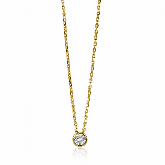 ZINZI zilveren collier met ronde zirkonia glad gezet 42cm verguld ZIC1393Y - 619185