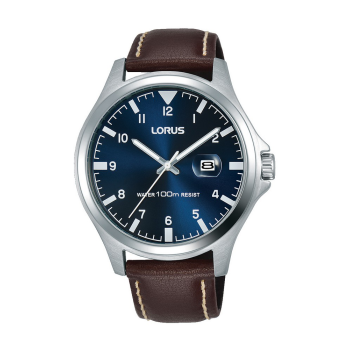 Lorus herenhorloge staal bruin leer 100mtr RH963KX8 - 620223
