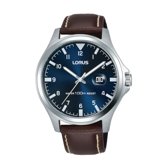 Lorus herenhorloge staal bruin leer 100mtr RH963KX8 - 620223