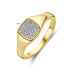 14krt gouden zegelring met diamant 0.10ct H SI - 619379