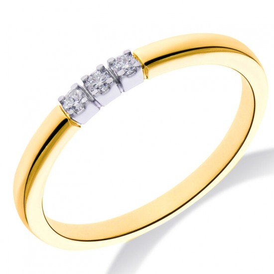 14krt bicolor gouden memoire ring met diamant 3-0.06crt H SI - 619413