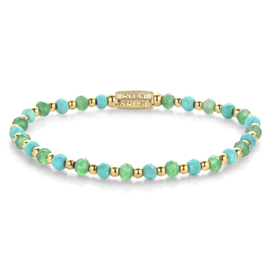 Rebel & Rose Jewelry Bracelet Blue Green Adventure Verguld - 619454