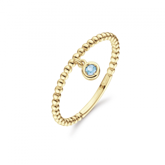 Jackie 14krt gouden ring Dnglig London Blue Topaas - 619489