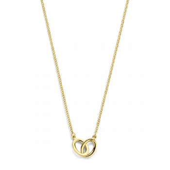 14krt gouden collier 2 rondjes inelkaar 42cm - 619530