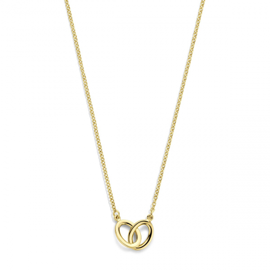 14krt gouden collier 2 rondjes inelkaar 42cm - 619530