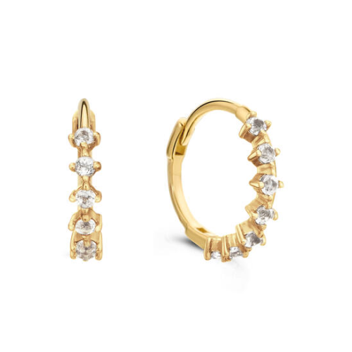 Jackie 14krt gouden oorbellen Radiance White Topaas Hoops JKE24.440 - 619683