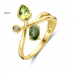 14krt gouden ring met groen toermalijn, peridot en diamant 0.03ct h si - 619755