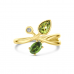 14krt gouden ring met groen toermalijn, peridot en diamant 0.03ct h si - 619755