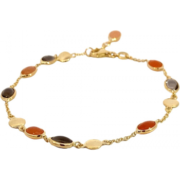 Monzario 14krt gouden collier met Orange Aventurin en Smoky quartz - 619770