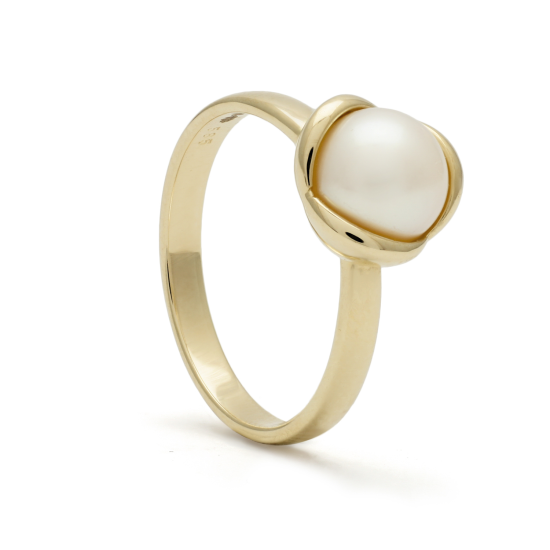 14krt gouden ring met zoetwaterparel 7mm - 619842