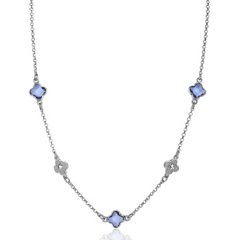 ZINZI zilveren collier met klaver blauw zirkonia ZIC2582 - 619871