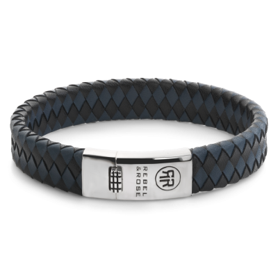 Rebel & Rose Jewelry Bracelet Braided Flat 925 Black&Blue L0177-S - 620023