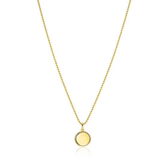 ZINZI zilveren coin hanger met parelrand voor gravure 12mm verguld ZIH2650G (zonder collier) - 620072