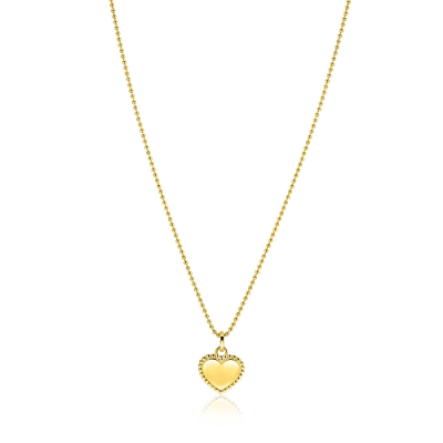 ZINZI zilveren hanger hart met parelrand voor gravure verguld ZIH2652G (zonder collier) - 620073