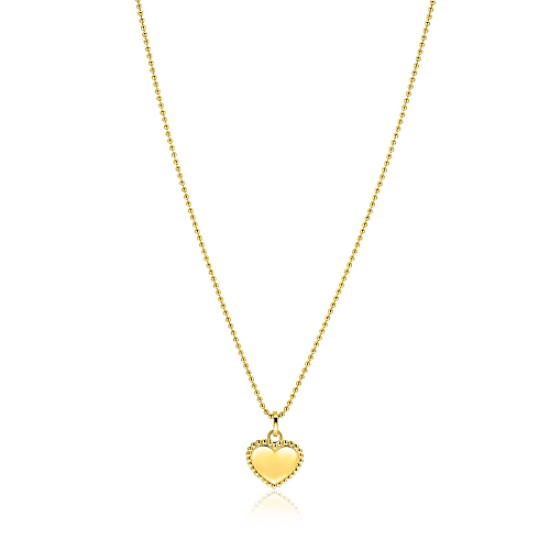 ZINZI zilveren hanger hart met parelrand voor gravure verguld ZIH2652G (zonder collier) - 620073