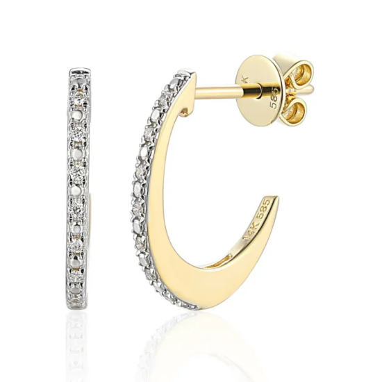 14krt gouden oorstekers met diamant 14-0.06crt H SI - 620081