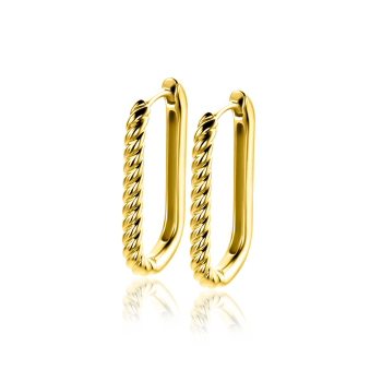ZINZI zilveren creolen half bewerkt 24.5x2.5mm verguld ZIO2692 - 620105