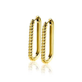 ZINZI zilveren creolen half bewerkt 28x2.5mm verguld ZIO2693G - 620107