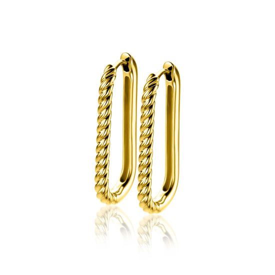 ZINZI zilveren creolen half bewerkt 28x2.5mm verguld ZIO2693G - 620107