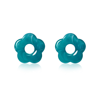 ZINZI oorbedels bloem 26mm turquoise kunststof ZICH2720BA - 620111