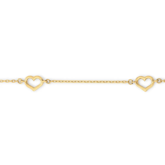 14krt gouden armband met hartjes 18,5cm - 620263