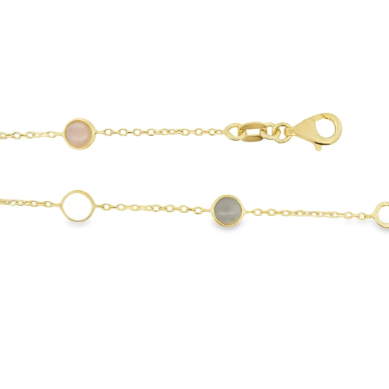14krt gouden armband met maansteen 19cm - 620264