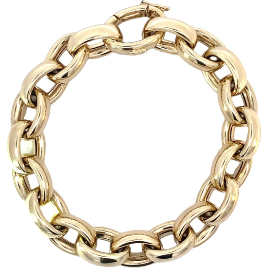 Monzario 14krt gouden armband ovaal jasseron 20cm 12mm - 620324