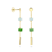 14krt gouden oorhangers blauw en groen kwartsiet 46mm - 620356