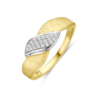 14krt bicolor gouden ring poli/mat diamant 0.08ct H SI - 620360