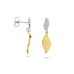 14krt bicolor gouden oorhangers poli/mat diamant 0.06ct (2x 0.03ct) H SI 24 mm - 620362