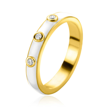 ZINZI zilveren aanschuifiring trendy wit emaille en witte zirconia's 3mm ZIR2315W - 620404