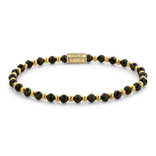 Rebel & Rose Jewelry Bracelet Stones Only - Mix Black Glam Rocks Yellowgold - 4mm 40175-G - 620424