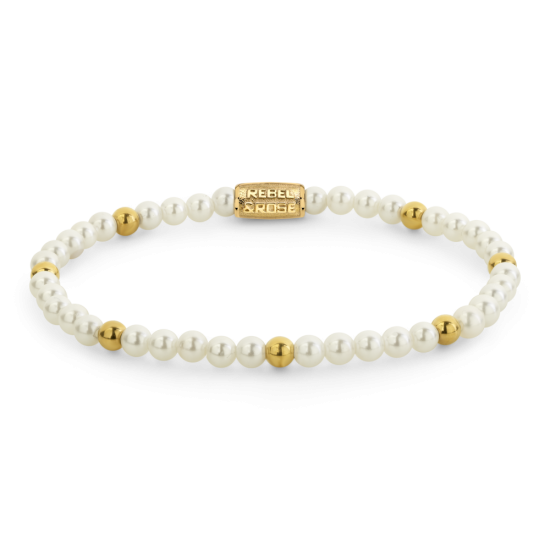Rebel & Rose Jewelry Bracelet Stones Only - Pearl & Yellowgold - 4mm 40177-G - 620426
