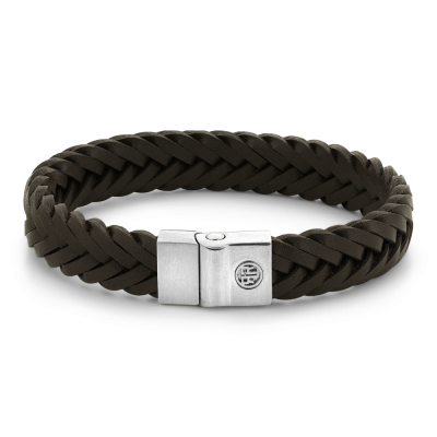 Rebel & Rose Jewelry Bracelet Full Metal Premium Braided 12mm Brown - 620432