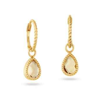 JAckie 14krt gouden creolen met oorbedels Amstel Citrien JKE25.560 - 620473