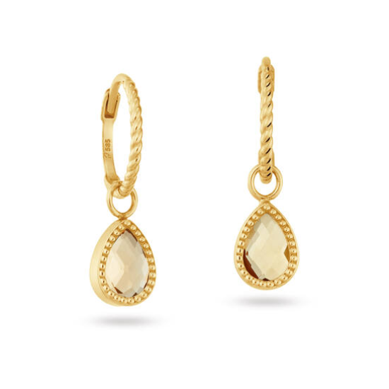 JAckie 14krt gouden creolen met oorbedels Amstel Citrien JKE25.560 - 620473