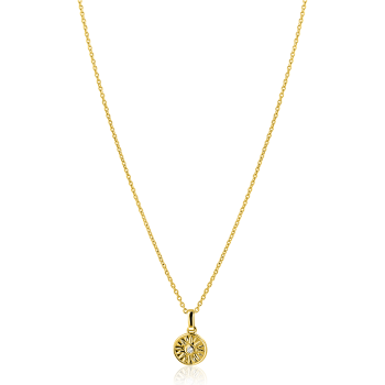 ZINZI zilveren collier met zon hanger, bezet met witte zirkonia 42-45cm verguld ZIC2741 - 620483 ZINZI zilveren collier met zon hanger, bezet met witte zirkonia 42-45cm verguld ZIC2741 - 620483