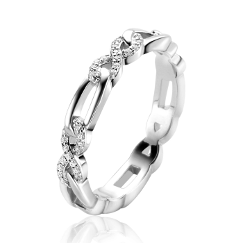 ZINZI zilveren ring infnity zirkonia en ovale schakel - 620570